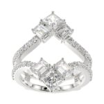 LADIES ENHANCERS RING 1 3/4CT ROUND/PRINCESS/EMERALD DIAMOND 14K WHITE GOLD