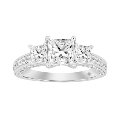 14K WHITE GOLD 2CT ROUND/PRINCESS DIAMOND LADIES RING