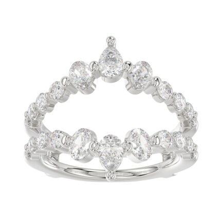 LADIES ENHANCERS RING 1 1/2CT ROUND/PEAR/OVAL DIAMOND 14K WHITE GOLD