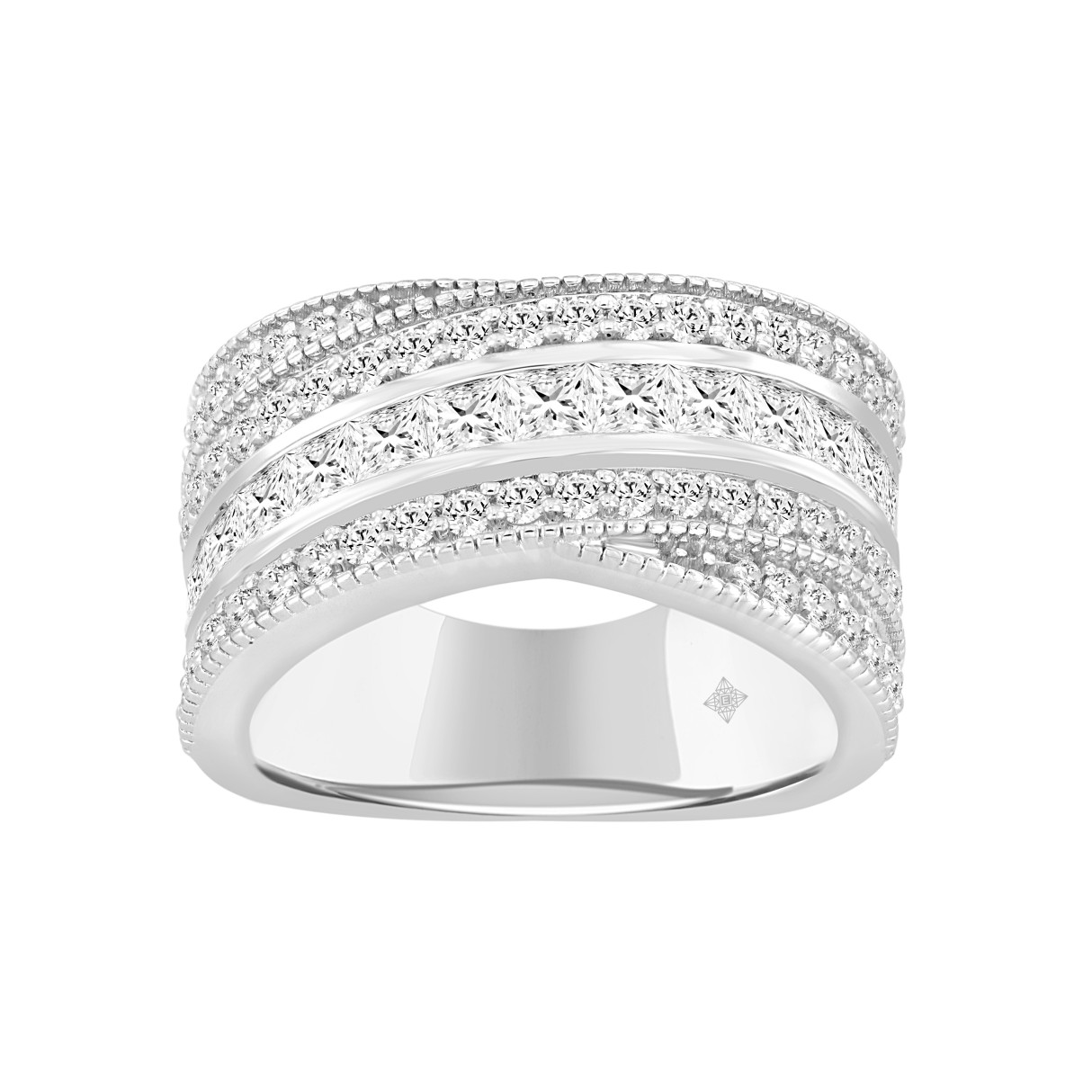 14K WHITE GOLD 2CT ROUND/PRINCESS DIAMOND LADIES BAND 1 14K WHITE GOLD 2CT ROUND/PRINCESS DIAMOND LADIES BAND - Image 1