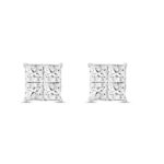 MEN'S EARRINGS 1 1/2CT PRINCESS DIAMOND 14K WHITE GOLD