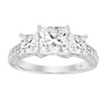 LADIES RING 3CT ROUND/PRINCESS DIAMOND 14K WHITE GOLD (CENTER STONE PRINCESS DIAMOND 1 1/2CT )