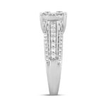 LADIES RING 1 1/2CT ROUND/PRINCESS DIAMOND 14K WHITE GOLD - Image 2