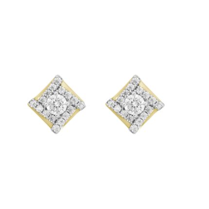 LADIES EARRINGS 1/2CT ROUND DIAMOND 14K YELLOW GOLD