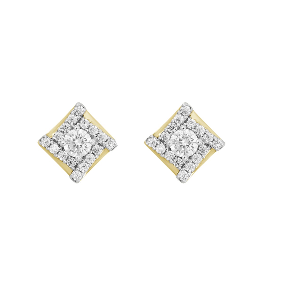 LADIES EARRINGS 1/2CT ROUND DIAMOND 14K YELLOW GOLD 1 LADIES EARRINGS 1/2CT ROUND DIAMOND 14K YELLOW GOLD - Image 1