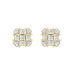MEN'S EARRINGS 1CT ROUND/PRINCESS DIAMOND 14K YELLOW GOLD
