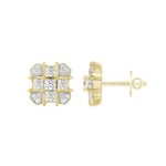 MEN'S EARRINGS 1CT ROUND/PRINCESS DIAMOND 14K YELLOW GOLD - Image 3
