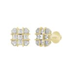 MEN'S EARRINGS 1CT ROUND/PRINCESS DIAMOND 14K YELLOW GOLD - Image 2