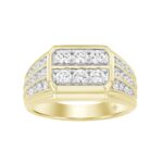 MEN'S RING 1 1/4CT ROUND DIAMOND 14K YELLOW GOLD