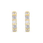 LADIES HOOPS EARRINGS EARRINGS 3/4CT ROUND/PRINCESS DIAMOND 14K YELLOW GOLD