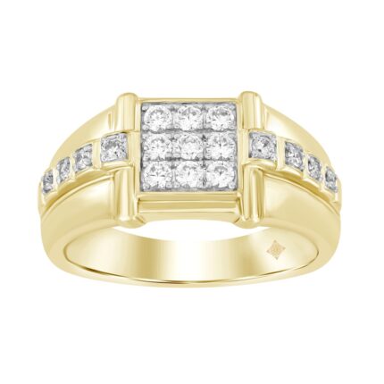 MEN'S RING 1/2CT ROUND DIAMOND 14K YELLOW GOLD
