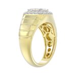 MEN'S RING 2 1/2CT ROUND/EMERALD DIAMOND 14K YELLOW GOLD - Image 3