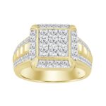 MEN'S RING 1 1/2CT ROUND DIAMOND 14K YELLOW GOLD