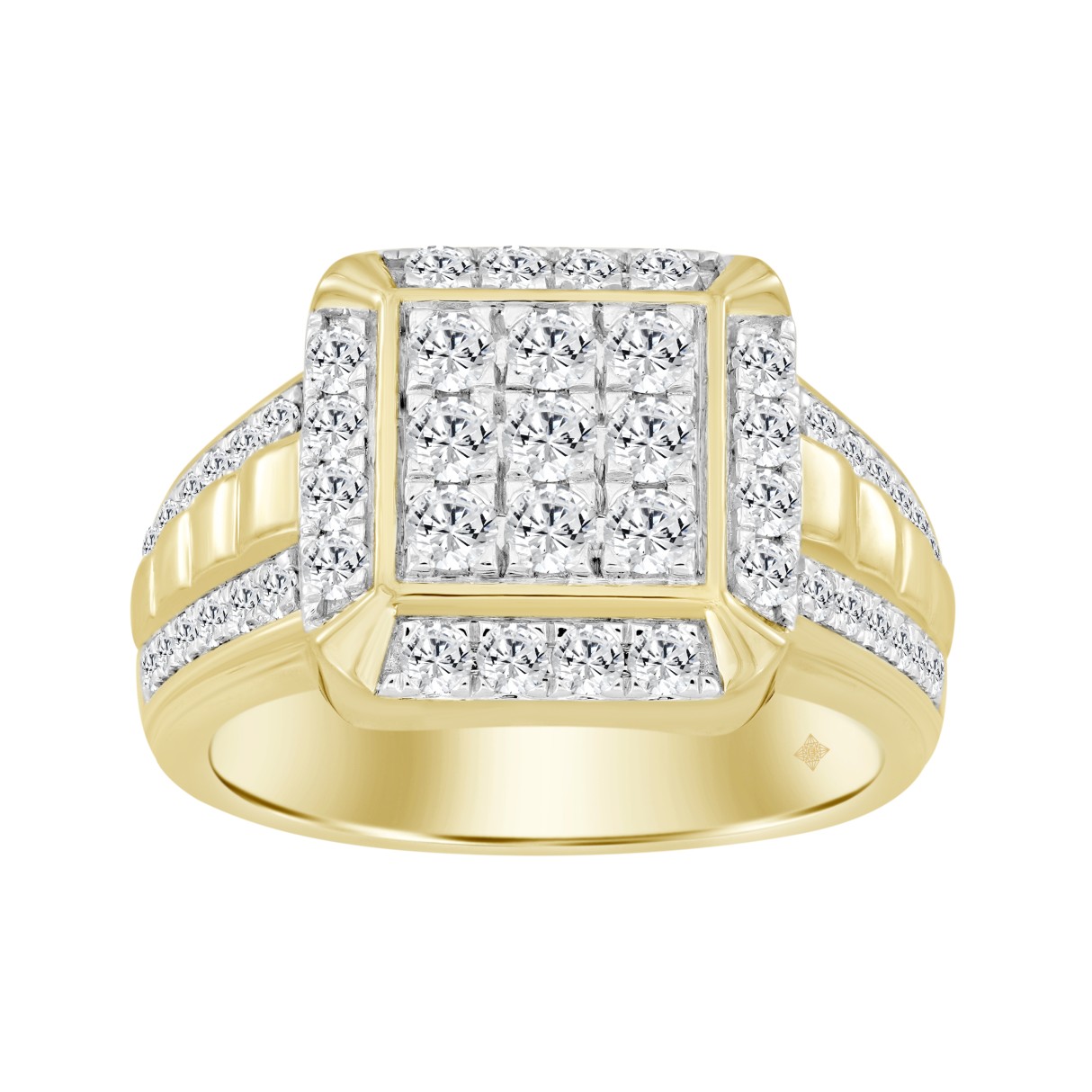 MEN'S RING 1 1/2CT ROUND DIAMOND 14K YELLOW GOLD 1 MEN'S RING 1 1/2CT ROUND DIAMOND 14K YELLOW GOLD - Image 1