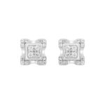 MEN'S EARRINGS 3/4CT ROUND DIAMOND 14K WHITE GOLD