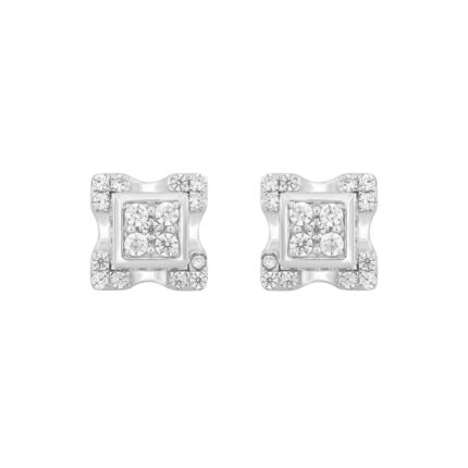 MEN'S EARRINGS 3/4CT ROUND DIAMOND 14K WHITE GOLD