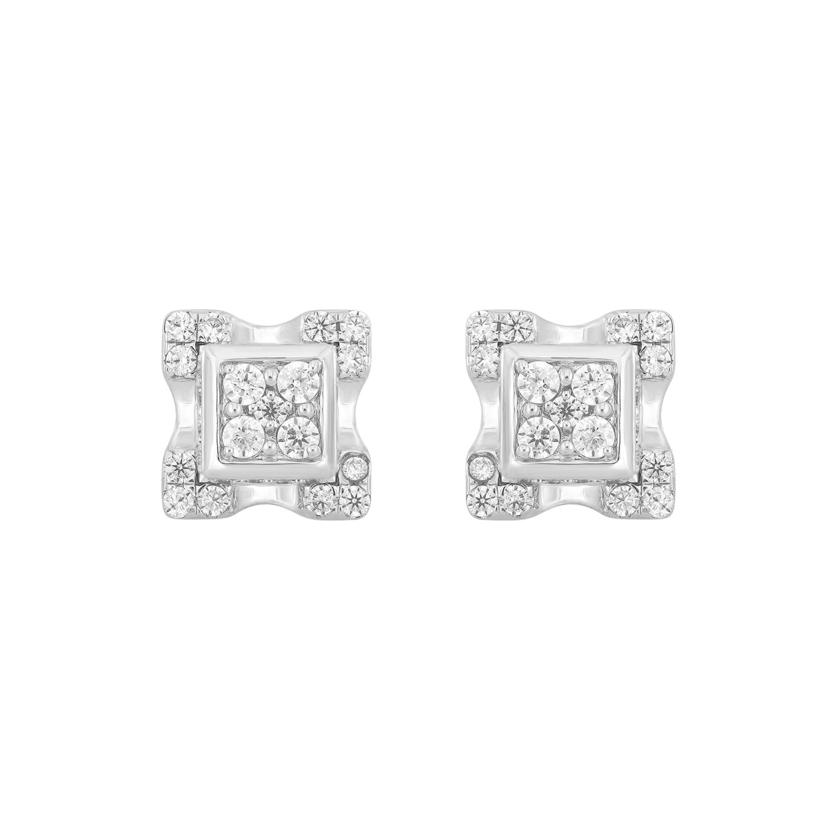 MEN'S EARRINGS 3/4CT ROUND DIAMOND 14K WHITE GOLD 1 MEN'S EARRINGS 3/4CT ROUND DIAMOND 14K WHITE GOLD - Image 1
