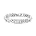 MEN'S BRACELET 5 1/4CT ROUND DIAMOND 14K WHITE GOLD