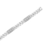 MEN'S BRACELET 5 1/4CT ROUND DIAMOND 14K WHITE GOLD - Image 3