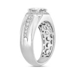 MEN'S RING 2 1/2CT ROUND/EMERALD DIAMOND 14K WHITE GOLD (CENTER STONE EMERALD DIAMOND 2CT ) - Image 3