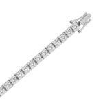 LADIES BRACELET 3CT ROUND DIAMOND 14K WHITE GOLD - Image 2