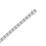 LADIES BRACELET 3CT ROUND DIAMOND 14K WHITE GOLD - Image 3