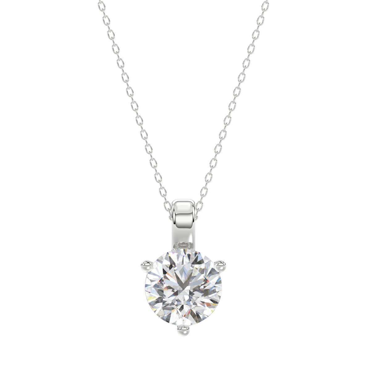 14K WHITE GOLD 1 1/2CT ROUND DIAMOND LADIES SOLITAIRE PENDANT WITH CHAIN 1 14K WHITE GOLD 1 1/2CT ROUND DIAMOND LADIES SOLITAIRE PENDANT WITH CHAIN - Image 1