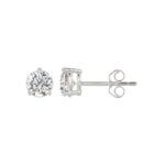 LADIES SOLITAIRE EARRINGS 1 1/2CT ROUND DIAMOND 14K WHITE GOLD - Image 2