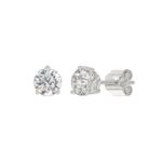 14K WHITE GOLD 2CT ROUND DIAMOND LADIES SOLITAIRE EARRINGS - Image 3