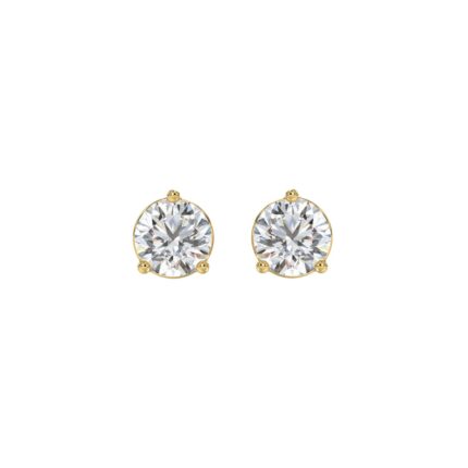 14K YELLOW GOLD 2CT ROUND DIAMOND LADIES SOLITAIRE EARRINGS