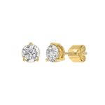 14K YELLOW GOLD 2CT ROUND DIAMOND LADIES SOLITAIRE EARRINGS - Image 3