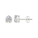 LADIES SOLITAIRE EARRINGS 2 1/2CT ROUND DIAMOND 14K WHITE GOLD - Image 2