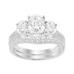 LADIES BRIDAL SET 2 3/8CT ROUND/OVAL DIAMOND 14K WHITE GOLD (CENTER STONE OVAL DIAMOND 1CT )