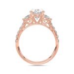 14K ROSE GOLD 1.00CT ROUND/OVAL/HALF MOON DIAMOND LADIES RING (CENTER STONE OVAL DIAMOND 2CT) - Image 2