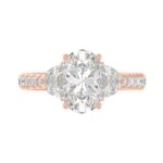 14K ROSE GOLD 1.00CT ROUND/OVAL/HALF MOON DIAMOND LADIES RING (CENTER STONE OVAL DIAMOND 2CT) - Image 4