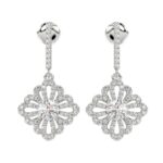 LADIES EARRINGS 1 3/4CT ROUND DIAMOND 14K WHITE GOLD
