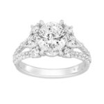 LADIES RING 3CT ROUND/OVAL/PEAR DIAMOND 14K WHITE GOLD (CENTER STONE OVAL DIAMOND 2CT )