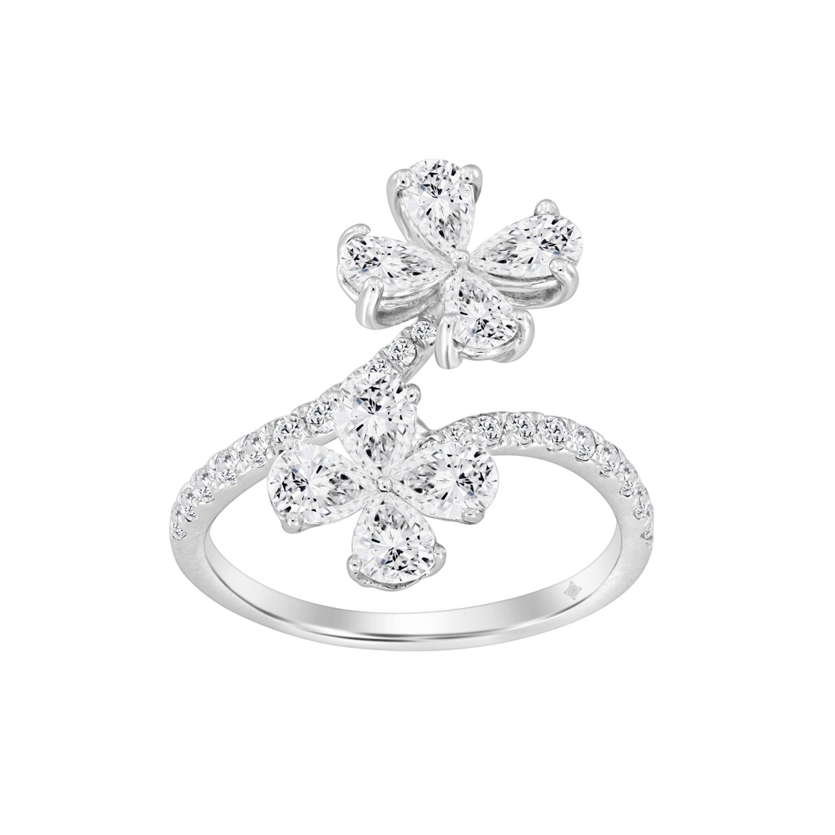 LADIES RING 1 3/4CT ROUND/PEAR DIAMOND 14K WHITE GOLD 1 LADIES RING 1 3/4CT ROUND/PEAR DIAMOND 14K WHITE GOLD - Image 1