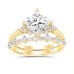 LADIES BRIDAL SET 2 1/2CT ROUND DIAMOND 14K YELLOW GOLD (CENTER STONE PRINCESS DIAMOND 2CT )