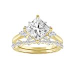 LADIES BRIDAL SET 2 1/2CT ROUND DIAMOND 14K YELLOW GOLD (CENTER STONE PRINCESS DIAMOND 2CT ) - Image 7