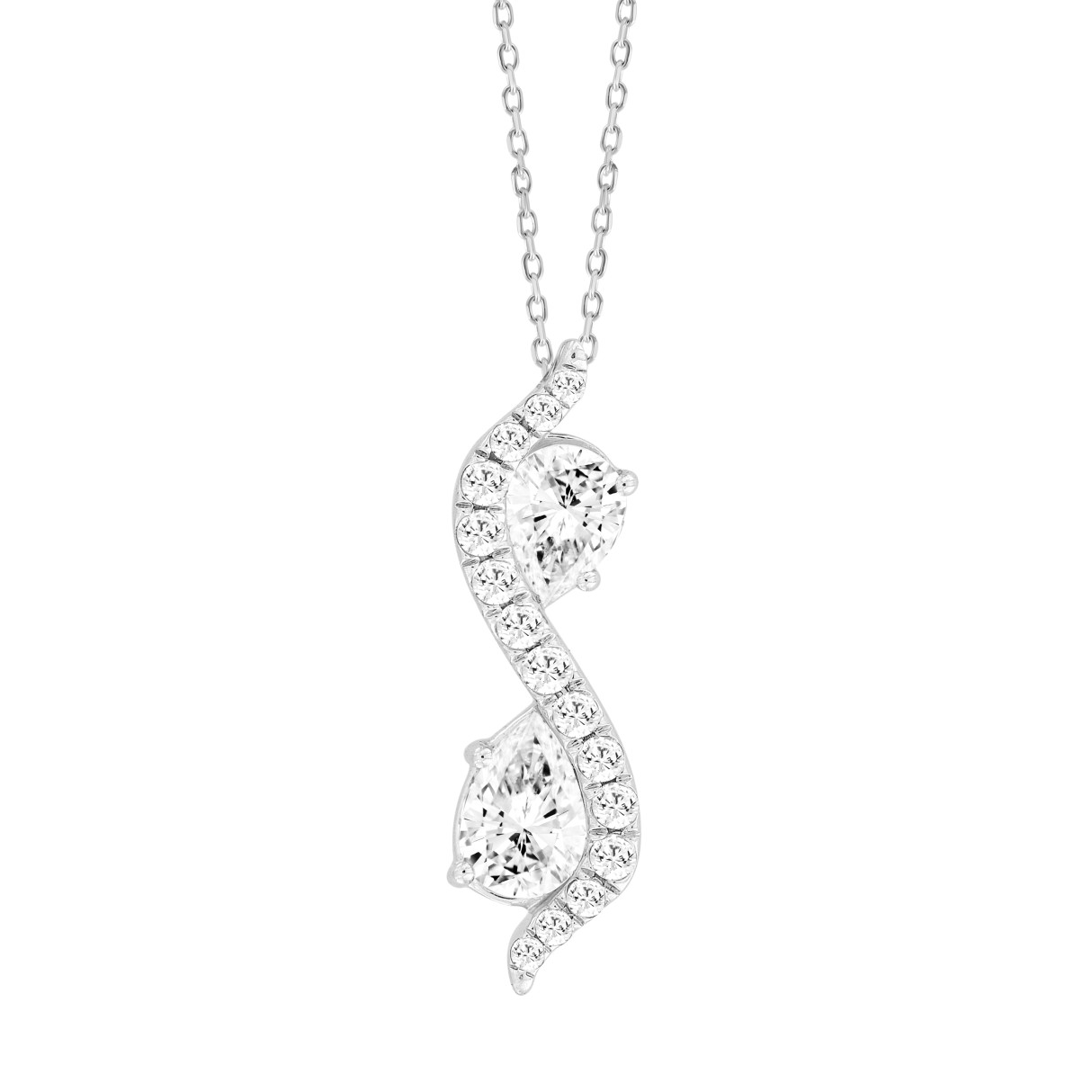 LADIES PENDANT 1CT ROUND/PEAR DIAMOND 14K WHITE GOLD 1 LADIES PENDANT 1CT ROUND/PEAR DIAMOND 14K WHITE GOLD - Image 1