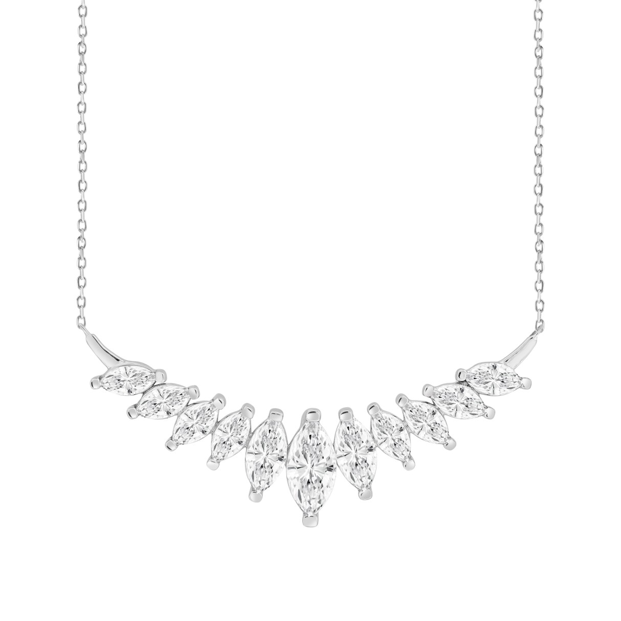 LADIES NECKLACE 4CT MARQUISE DIAMOND 14K WHITE GOLD 1 LADIES NECKLACE 4CT MARQUISE DIAMOND 14K WHITE GOLD - Image 1