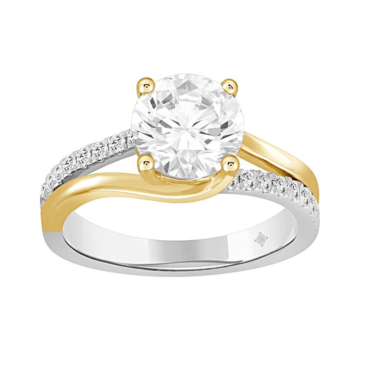 LADIES RING 2 1/4CT ROUND DIAMOND 14K WHITE/YELLOW GOLD (CENTER STONE ROUND DIAMOND 2CT ) 1 LADIES RING 2 1/4CT ROUND DIAMOND 14K WHITE/YELLOW GOLD (CENTER STONE ROUND DIAMOND 2CT ) - Image 1