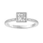 LADIES SOLITAIRE RING 1CT PRINCESS DIAMOND 14K WHITE GOLD (CENTER STONE PRINCESS DIAMOND 1CT )