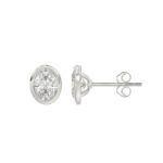 LADIES SOLITAIRE EARRINGS 2CT OVAL DIAMOND 14K WHITE GOLD - Image 2