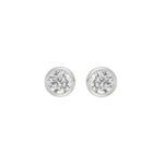 LADIES SOLITAIRE EARRINGS 2CT ROUND DIAMOND 14K WHITE GOLD