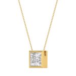 LADIES SOLITAIRE PENDANT 2CT PRINCESS DIAMOND 14K YELLOW GOLD - Image 3
