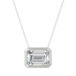 LADIES SOLITAIRE PENDANT 3CT EMERALD DIAMOND 14K WHITE GOLD