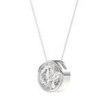 LADIES SOLITAIRE PENDANT 3CT ROUND DIAMOND 14K WHITE GOLD - Image 3