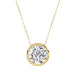 LADIES SOLITAIRE PENDANT 3CT ROUND DIAMOND 14K YELLOW GOLD